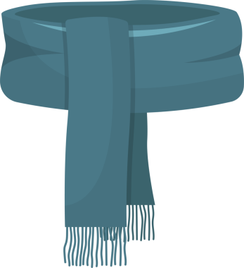 Mavi bir eşarbın stilize bir temsili sergilenmektedir. Kenarları kıvrımlı olan eşarp, siyah bir arkaplana karşı zarif bir şekilde sergilenerek görsel çekiciliğini artırıyor..