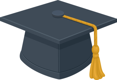 Bu resimde, üzerinde eşleşen bir düğme olan koyu mavi bir mezuniyet şapkası var ve üzerinde altın bir püskül var. Akademik başarıyı ve önemli bir dönüm noktasını temsil eder..