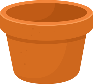 Basit, karikatür tarzı bir illüstrasyon bir terakotta saksısını tasvir eder. Tencere boş. Bahçıvanlık için bir bitki ve toprakla doldurulmaya hazır. Tencere boş görünüyor..