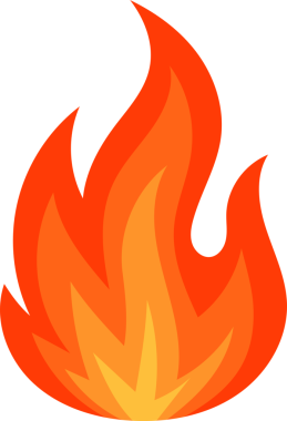 Bu görüntü, turuncu, kırmızı ve sarı gradyanlarla betimlenmiş şekillendirilmiş alevleri, karanlık bir arkaplana karşı ısı, enerji ve yanma hissini iletir..