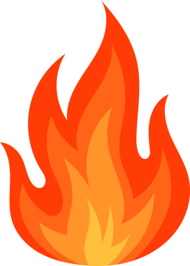 Simsiyah bir arka plana karşı stilize edilmiş bir alevin tasviri. Alev, tabandaki sarıdan uçlarındaki parlak turuncuya kadar canlı bir gradyandan oluşur..