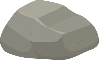 Dijital olarak hazırlanmış bir görüntü, düz, gri bir kayayı simsiyah bir zemin üzerinde sunar. Kaya yuvarlak, düzensiz bir şekil sergiliyor ince dokusal detaylarla.