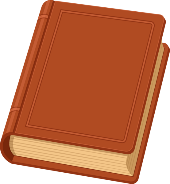 Это изображение отображает закрытую, жесткую книгу. Книга находится под углом к зрителю. Он имеет толстую, красно-коричневую обложку и заполнен страницами.