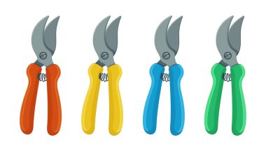 Bu resimde her birinin farklı renk sapı bulunan dört çift el kamerası bulunmaktadır: kırmızı, sarı, mavi ve yeşil. Bahçıvanlık ve peyzaj için ideal..