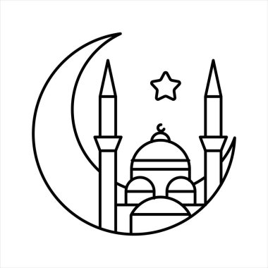 Ramazan ana hatları ikon vektör illüstrasyonu. Ramazan ikonu. Cami simgesi