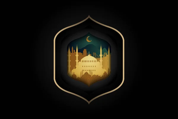 Saludos Islámicos Ramadán Kareem Tarjeta Diseño Fondo Con Linternas Luna — Archivo Imágenes Vectoriales
