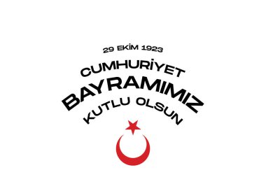 Türkiye Cumhuriyeti 'nin 100. yılı. (Türkçe: Cumhuriyetimiz 100 yanda) Türkiye Cumhuriyeti 100 yaşında. Vektör illüstrasyonu, poster, kutlama kartı, grafik, post ve hikaye tasarımı.