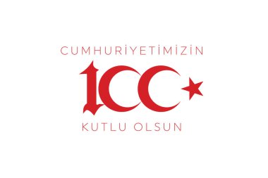 Türkiye Cumhuriyeti 'nin 100. yılı. (Türkçe: Cumhuriyetimiz 100 yanda) Türkiye Cumhuriyeti 100 yaşında. Vektör illüstrasyonu, poster, kutlama kartı, grafik, post ve hikaye tasarımı.