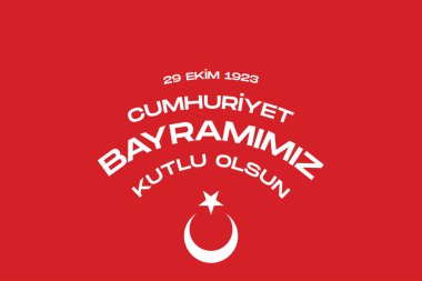 Türkiye Cumhuriyeti 'nin 100. yılı. (Türkçe: Cumhuriyetimiz 100 yanda) Türkiye Cumhuriyeti 100 yaşında. Vektör illüstrasyonu, poster, kutlama kartı, grafik, post ve hikaye tasarımı.