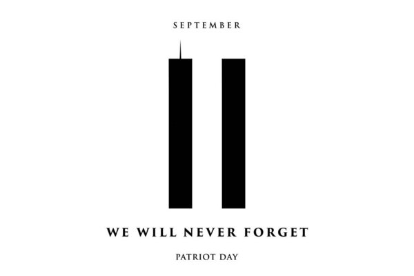 Баннер Дня патриота 911. Открытка на День Патриота США. 11 сентября 2001 года. Мы никогда тебя не забудем. Шаблон векторного дизайна ко Дню патриота.