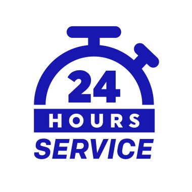 24 saat ok döngüsü simgesi, 24 saat döngü işareti, açık sipariş uygulaması veya teslimatı, tüm gün iş ve hizmet, Vektör tasarım illüstrasyonu