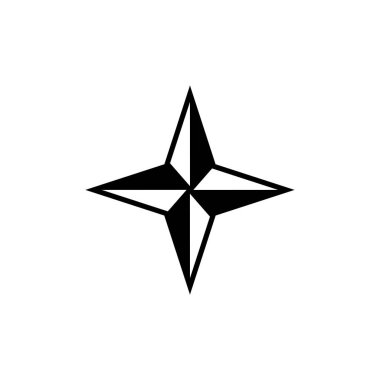 Düz dizaynlı yıldız simgesi. Beyaz arkaplanda yıldız simgesi. Vektör illüstrasyonu.