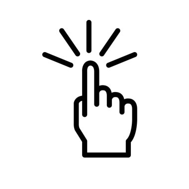 Çift hat ikonu. Mobil konsept ve web tasarımı için El Tıklama doğrusal işareti. Parmak dokunuşu çizgisi vektör simgesi. İmleç imleç sembolü, logo illüstrasyonu. Piksel mükemmel vektör grafikleri