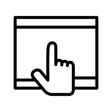 Çift hat ikonu. Mobil konsept ve web tasarımı için El Tıklama doğrusal işareti. Parmak dokunuşu çizgisi vektör simgesi. İmleç imleç sembolü, logo illüstrasyonu. Piksel mükemmel vektör grafikleri