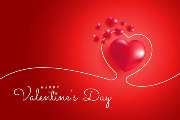 Sevgililer Günü Kartı Dekorasyonu Çizgi Sanatı Olan Kalp Balonları Aşk — Stok Vektör