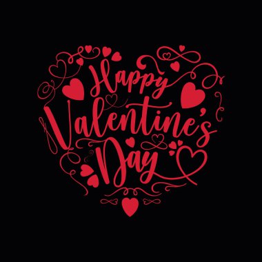 Beyaz arka planda izole edilmiş el yazısı metni olan Sevgililer Günü tipografisi afişleriniz kutlu olsun. Vektör İllüstrasyonu - Vektör