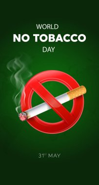 31 Mayıs Dünya Tütün Yasağı Günü için siyah zemin üzerinde 