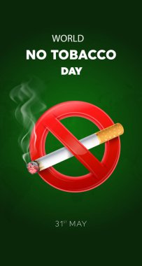 31 Mayıs Dünya Tütün Yasağı Günü için siyah zemin üzerinde 
