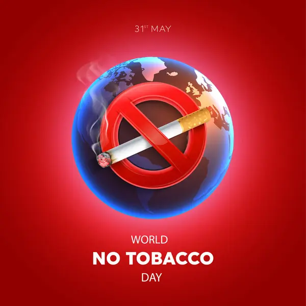 Realistyczne Smoking Znak Czarnym Tle Dla Maja World Tobacco Day — Wektor stockowy