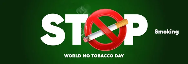 Realistic Smoking Sign Black Background May 31St World Tobacco Day — Stock Vector