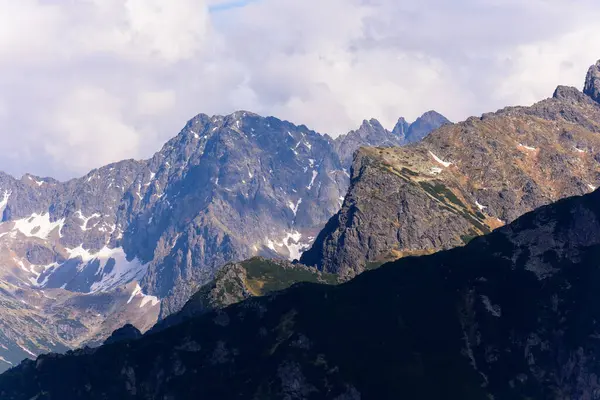 Die Gipfel Des Tatra Nationalparks Blick Vom Blauen Wanderweg Der — Stockfoto