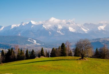Kışın dağların manzarası. Tatra Ulusal Parkı - Czarna Gora 'dan. Spisz. Malopolskie. Polonya.