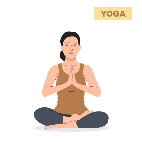 Yoga yapan genç bir kadın, meditasyon yapan genç bir kadın.