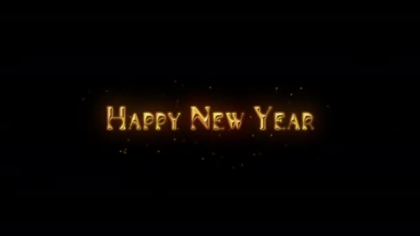 Felice Anno Nuovo Piccola Animazione Uno Sfondo Nero Con Particelle — Video Stock