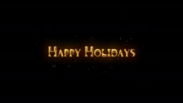 Happy Holidays Tittle Animacja Czarnym Tle Cząstkami Szczęśliwego Nowego Roku — Wideo stockowe