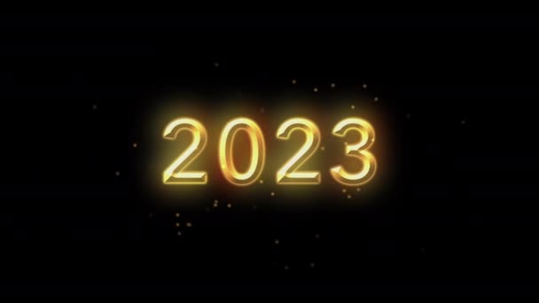 2023 Tittle Animacji Czarnym Tle Cząstek Szczęśliwego Nowego Roku 2023 — Wideo stockowe