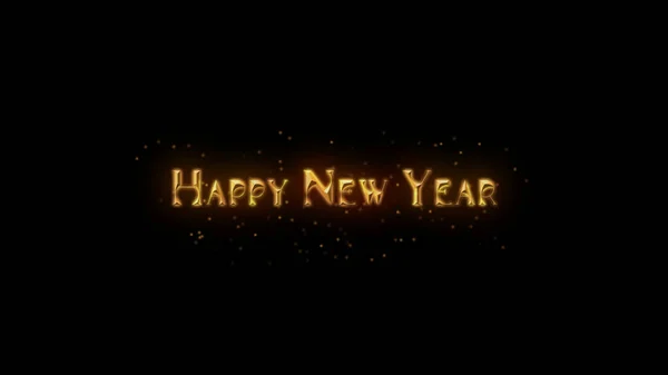 Happy New Year Tittle Black Background Particles Happy New Year — Stock Photo, Image