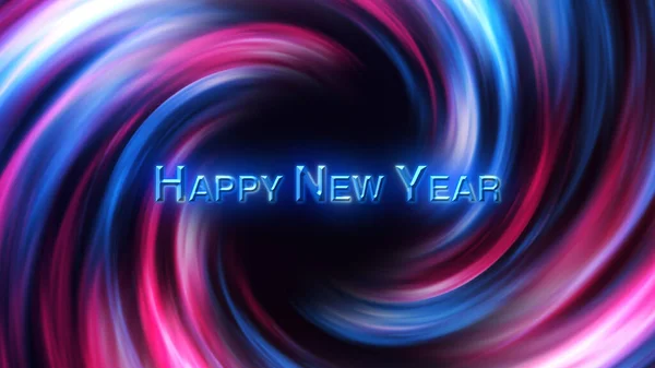 3D Digital Galaxy background, red and blue waves. Happy new year tittle. Abstract Wave Background. Red Blue Tunnel. Space Motion, Swirl. 3D Digital Galaxy. 3D Digital Galaxy. Happy New Year
