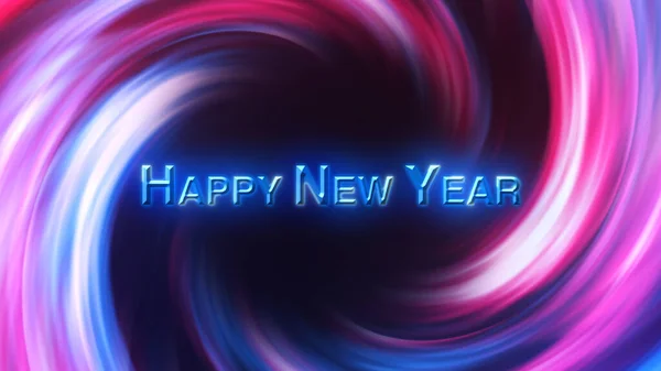 3D Digital Galaxy background, red and blue waves. Happy new year tittle. Abstract Wave Background. Red Blue Tunnel. Space Motion, Swirl. 3D Digital Galaxy. 3D Digital Galaxy. Happy New Year