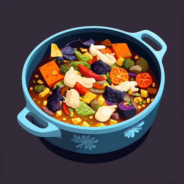 Art vegetable stew in a pot