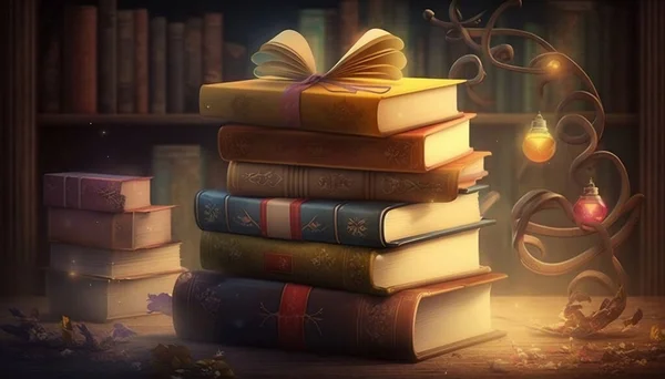 Gifts items image with a books, happy background
