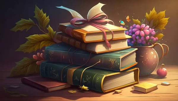 Gifts items image with a books, happy background
