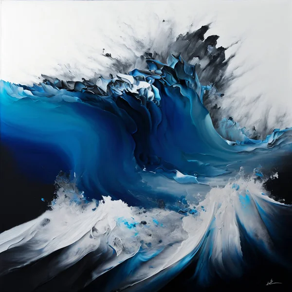 Blue ocean, oil painting