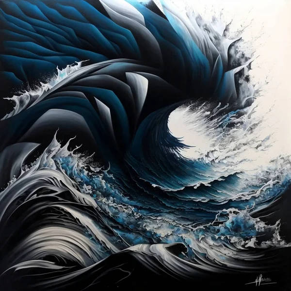 Blue ocean, oil painting