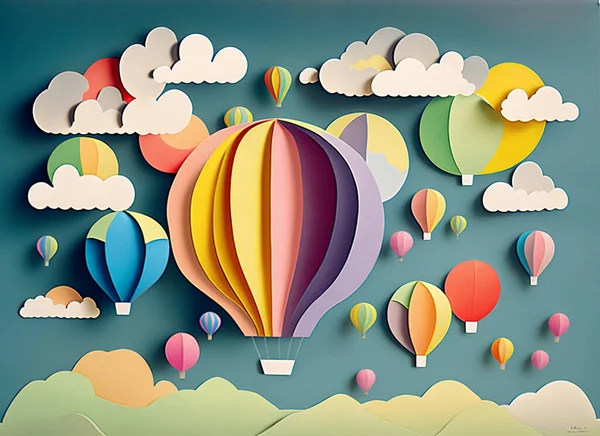 The clouds floating on balloons that are carried up by the warm air.