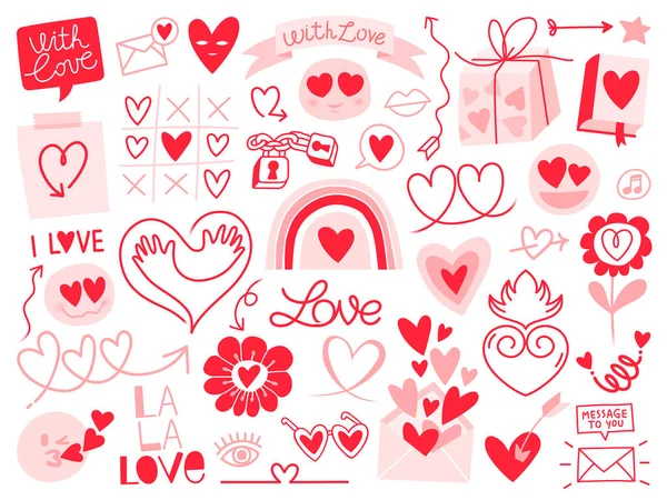 Set Valentines Decorations Flat Style — Διανυσματικό Αρχείο