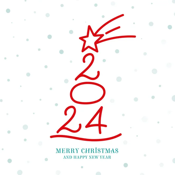 Karácsonyi Kártya Borító Divatos Stílusban Karácsony 2024 Plakát Karácsonyfával Újévi — Stock Vector