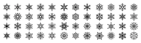 Copos Nieve Conjunto Iconos Línea Delgada Como Paquete Copo Nieve — Archivo Imágenes Vectoriales
