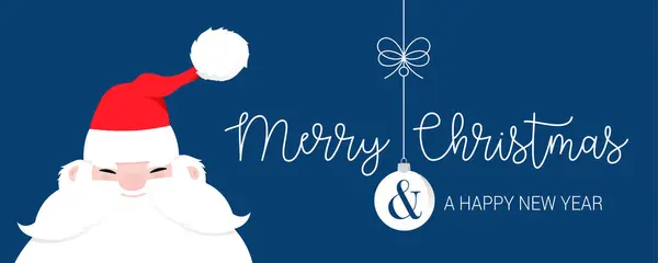 青い背景にかわいいサンタさん クリスマスの背景 バナー カード — ストックベクタ