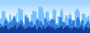 kentsel panorama şehir manzarası siluetleri yatay vektör illüstrasyonu