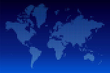 Dünya haritasının vektör stili. Kıtaların renkli düz tasarımı, gradyan haritası