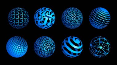 3D küre ağ ızgarası, yuvarlak kabloda küre ya da top, dijital dünyanın vektörü. Mavi Tam Vektör 3d Efekt Küresi.