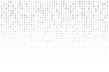 Dijital ikili kod. Tipografi ve kodları kodlama bilgisayar matris veri düşen numaraları, gri vektör arka plan illüstrasyon akarsu