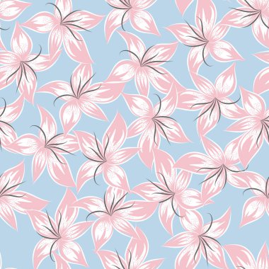Rose flowers on blue background. Seamless pattern floral design. Vector illustration. Vector illustration, suitable for textile design, scrap booking, digital scrap booking, DIY projects, surface