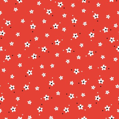 Kırmızı ışıkta siyah beyaz Calico Çiçekleri. Tekstil için Chintz çiçek tasarımı, moda tasarımı, hediye kartı, kırtasiye, duvar kağıdı, ambalaj kağıdı. Kusursuz model vektör tasarımı. Vektör illüstrasyonu