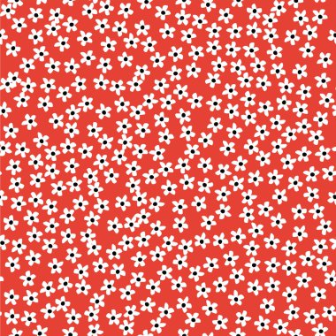 Kırmızı ışıkta siyah beyaz Calico Çiçekleri. Tekstil için Chintz çiçek tasarımı, moda tasarımı, hediye kartı, kırtasiye, duvar kağıdı, ambalaj kağıdı. Kusursuz model vektör tasarımı. Vektör illüstrasyonu